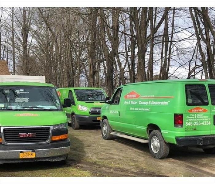 3 green SERVPRO vans lined up and ready for service