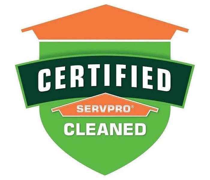 An image of a shield bearing the title of Certified: SERVPRO Cleaned